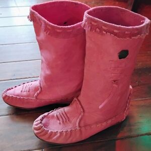 El Vaquero pink leather Italian vintage moccasin style